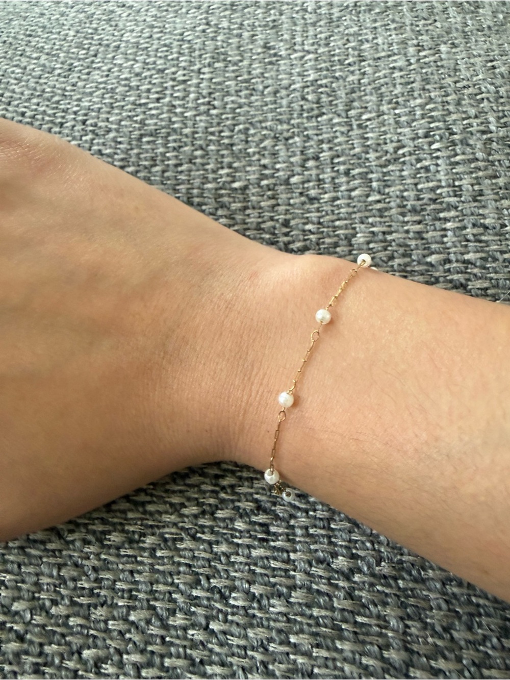 Delicate Gold Pearl Station Bracelet - Women Jewelry